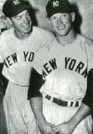 Mickey Mantle with Joe DiMaggio in 1951, Mickey's rookie season with the Yankees.