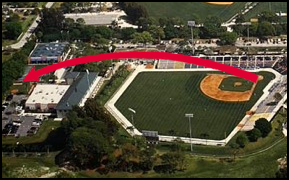 Diagram of Mickey Mantle's home run out of Dodgertown in Vero Beach, FL on March 20, 1961.